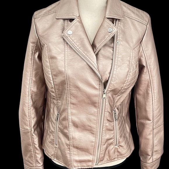 Baccini Jackets & Blazers - Baccini rose gold moto jacket- faux leather. Like new! Size M.